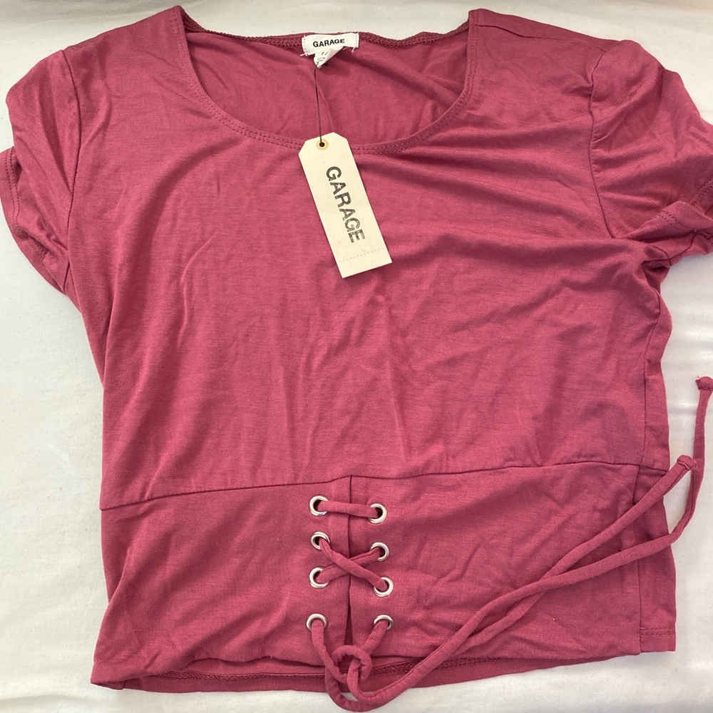 Garage Corset Wine Red Cropped TShirt
